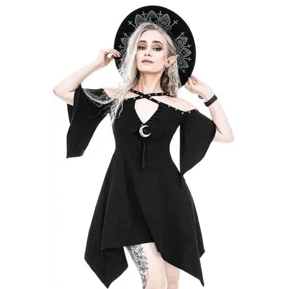 Restyle - Calista Crescent Mini dress - Black